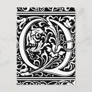 Letter Q Mittelalterliche Monogram Art Nouveau Postkarte