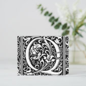 Letter Q Mittelalterliche Monogram Art Nouveau Postkarte (Stehend Vorderseite)