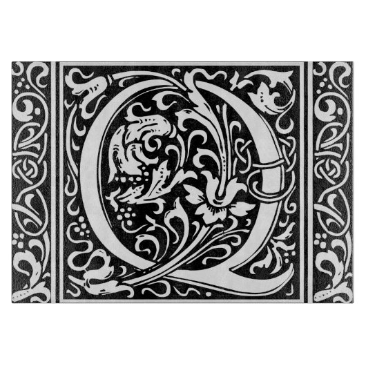 Letter Q Mittelalterliche Monogram Art Nouveau Schneidebrett (Vorderseite)
