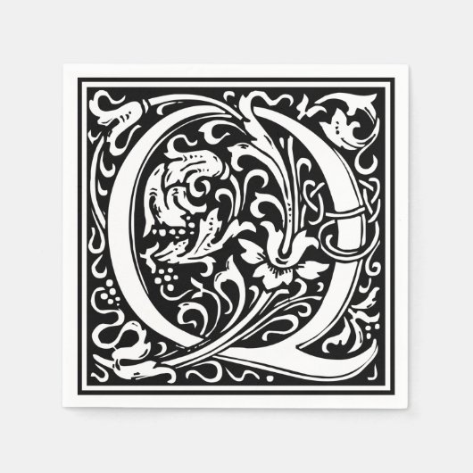 Letter Q Mittelalterliche Monogram Art Nouveau Serviette (Vorderseite)