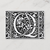 Letter Q Mittelalterliche Monogram Art Nouveau Visitenkarte (Rückseite)