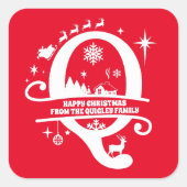 Letter Q Monogram Anfangsname Familienname Gruß Quadratischer Aufkleber (Vorderseite)