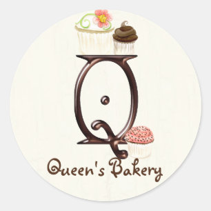 Letter Q Monogram Cupcake Logo Business-Aufkleber Runder Aufkleber