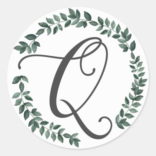 Letter Q Monogramm Minimalistischer botanischer Le Runder Aufkleber