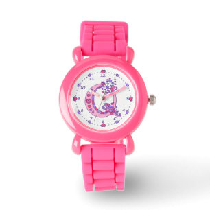 Letter Q Rosa Monogramm personalisierte Mädchen se Armbanduhr