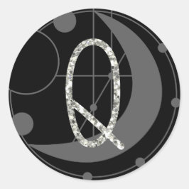 Letter Q Rune Rune Monogram Geometric Moon Black Runder Aufkleber