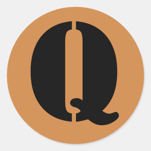Letter Q Stencil Alphabet von Janz Peru Gold Runder Aufkleber (Vorderseite)