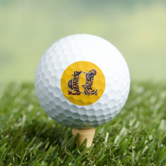 Letter Q Thanksgiving style turkey Golfball (Insitu T-Shirt)