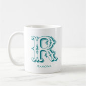 Letter R Aquamarin Monogram Modern Name Kaffeetasse (Links)