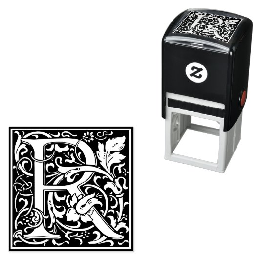 Letter R art nouveau schwarz-weiß Tile Permastempel (Beispiel)