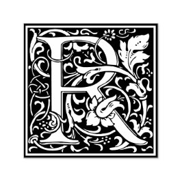Letter R art nouveau schwarz-weiß Tile Permastempel