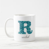 Letter R Blue Funkelnd, personalisierte Umarmung Kaffeetasse (Links)