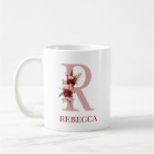 Letter R Burgundy Blush Floral Kaffeetasse (Links)