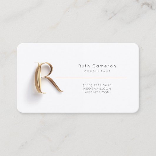Letter R Calligrafie Gold/Schwarz-Farbmonogramm Visitenkarte (Vorderseite)
