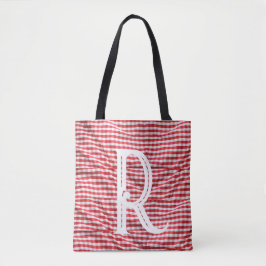 Letter R Checkered Tableclout Tote Bag Tasche