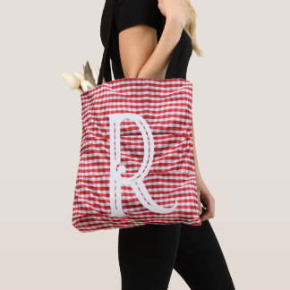 Letter R Checkered Tableclout Tote Bag Tasche