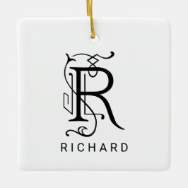 Letter R Elegant Monogram Christmas Ornament