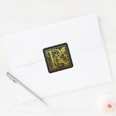 Letter R First Letter Imitats Gold Black Quadratischer Aufkleber (Umschlag)