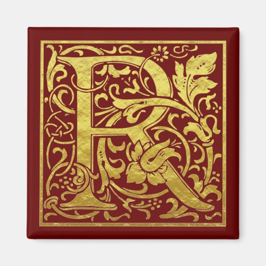 Letter R First Letter Imitats Gold Red Magnet (Vorne)