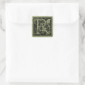 Letter R First Letter Monogram Quadratischer Aufkleber (Tasche)