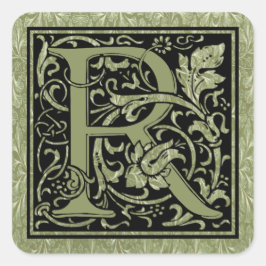 Letter R First Letter Monogram Quadratischer Aufkleber