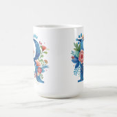 Letter R Floral coffee Mug with custom name Kaffeetasse (Mittel)