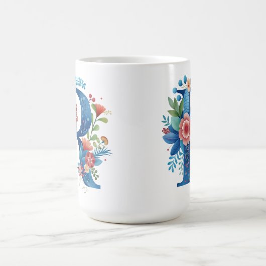 Letter R Floral coffee Mug with custom name Kaffeetasse (Mittel)