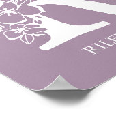 Letter R Floral Monogram Name Kinderzimmer Modern Poster (Ecke)