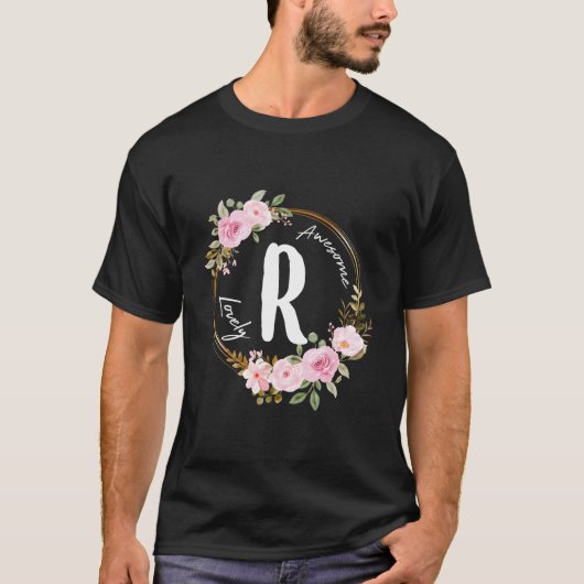 Letter R Floral Wreath Name Initial R Mother'S Day T-Shirt (Vorderseite)