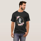 Letter R Floral Wreath Name Initial R Mother'S Day T-Shirt (Vorne ganz)