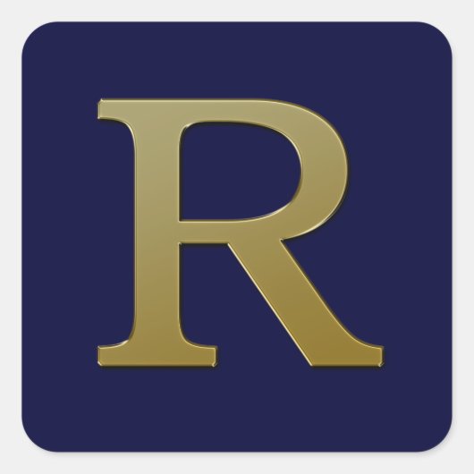 Letter R Gold Square Sticker (Vorderseite)