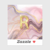 Letter R Hübsch Girly RoseGold Glitzer Rosa Marmor Aufkleber (Blatt)