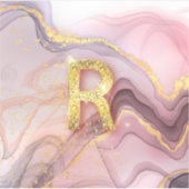 Letter R Hübsch Girly RoseGold Glitzer Rosa Marmor Aufkleber (Vorderseite)