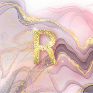 Letter R Hübsch Girly RoseGold Glitzer Rosa Marmor Aufkleber