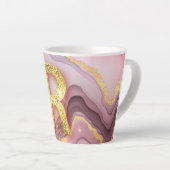 Letter R Hübsch Girly RoseGold Glitzer Rosa Marmor Milchtasse (Rechte Ecke)