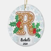 Letter R Individuelle Name Monogram Christmas Keramik Ornament (Links)
