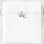 Letter R Initial Monogram mit Angel Wings & Halo Dreieckiger Aufkleber (Tasche)