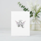 Letter R Initial Monogram mit Angel Wings & Halo Postkarte (Stehend Vorderseite)