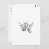 Letter R Initial Monogram mit Angel Wings & Halo Postkarte (Vorne/Hinten)