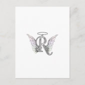 Letter R Initial Monogram mit Angel Wings & Halo Postkarte (Vorderseite)