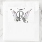 Letter R Initial Monogram mit Angel Wings & Halo Rechteckiger Aufkleber (Tasche)