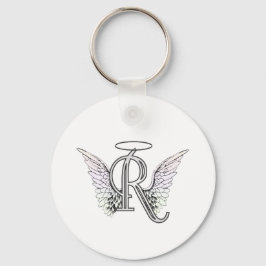 Letter R Initial Monogram mit Angel Wings & Halo Schlüsselanhänger