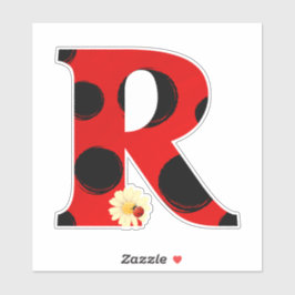 Letter R Ladybug Print with Ladybug and Blume Aufkleber