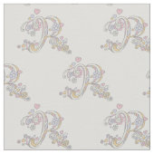 Letter R mit Monogramm personalisiertes Gewebe Stoff (Nahaufnahme)