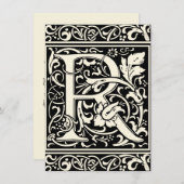 Letter R Mittelalterliche Monogram Art Nouveau Einladung (Vorne/Hinten)