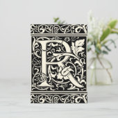 Letter R Mittelalterliche Monogram Art Nouveau Einladung (Stehend Vorderseite)