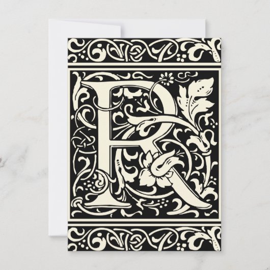 Letter R Mittelalterliche Monogram Art Nouveau Einladung (Vorderseite)
