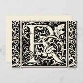Letter R Mittelalterliche Monogram Art Nouveau Einladung (Vorne/Hinten)