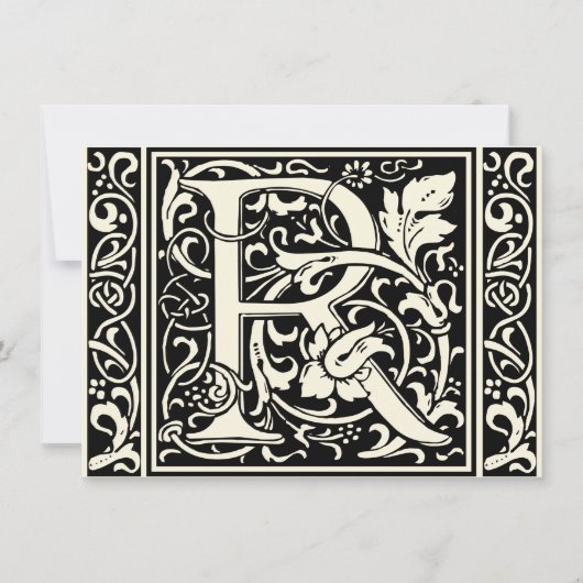 Letter R Mittelalterliche Monogram Art Nouveau Einladung (Vorderseite)