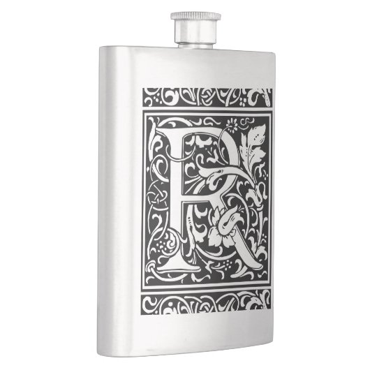 Letter R Mittelalterliche Monogram Art Nouveau Flachmann (Rechts)